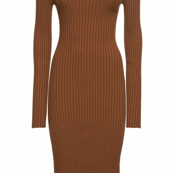 New Anine Bing Dress Medium Womens Victoria Turtleneck Shoulder Cut Out Midi L - Picture 4 of 9